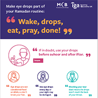 Crop of the IGA leaflet about the importance of eye drops during Ramadan