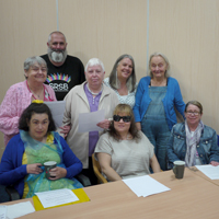 Photograph of some of the members of the Mappin Writers at SRSB