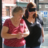 Photograph of volunteer receiving visual impairment awareness training