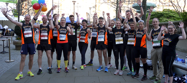 Group of SRSB supporters raising funds at a sponsored running event in Sheffield