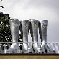 Photo of some platform boots with the letters ABBA on each