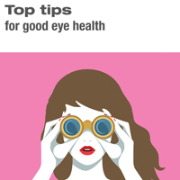 Picture of the front of the leaflet saying top tips for eye health