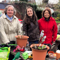 Photographs of OT student with our Gardening Group