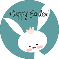 Picture of an easter bunny cartoon saying happy easter
