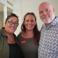 Photograph of Kevin with new Manager Helen and Deputy Manager Sadie