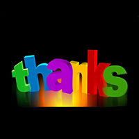 Illustration of the word thanks in multicoloured letters