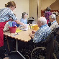 Photograph of cookery class using the home demonstration room at SRSB