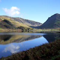 Photograph of scenery, lakes and mountains