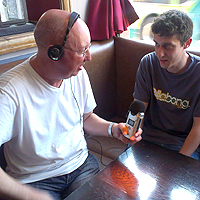 Photograph of Graham interviewing Alex