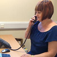 Photograph of Viv on the phone